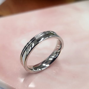 Hermes 18k Weißgold Rillenbandring | 3,5 mm breiter Luxus-Ring für Herren & Damen