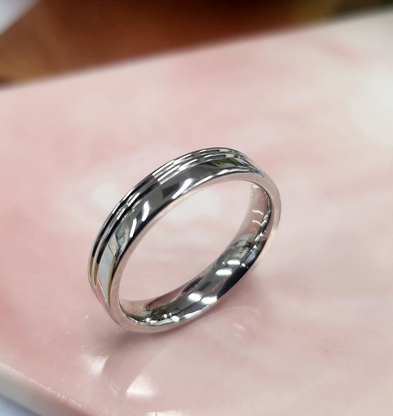 エルメス 18Kホワイトゴールド 溝付きバンドリング | 幅3.5mm 