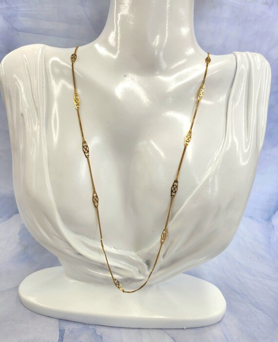 Vintage 18K Yellow Gold Ornate 24" Chain Necklace