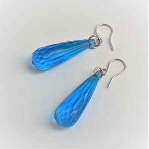 Silver and bright blue acrylic earrings,Handmade earrings,Long dangly earrings,Dutch jewel,Unique present,Special gift for mom,The 90's kid