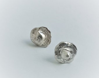 One of a kind silver studs,Organic shaped studs,Unique pieces,Sustainable jewelry,Nature earrings,Made in Amsterdam,Gender neutral studs