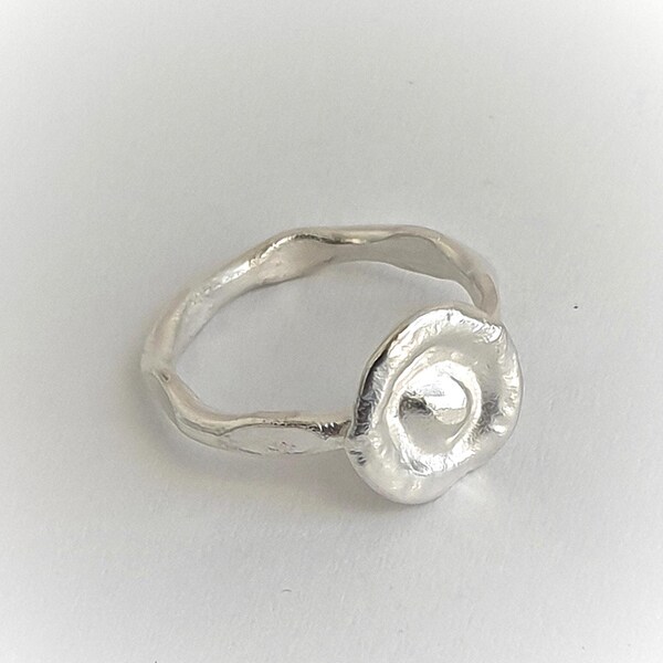 Sterling Silver 'Dream' Ring: Unique Cast Organic shaped Art Jewelry