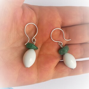 Boucles d'oreilles avec porcelaine et agate verte,Argent et agate,Bijoux en porcelaine,Genre neutre,Cadeau unique,Cadeau spécial pour un être cher/une mère image 6