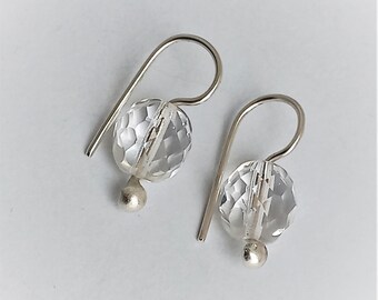 Boucles d'oreilles en argent,Boucles d'oreilles transparentes scintillantes,Boucles d'oreilles en argent sterling et verre vintage transparent,Bijoux uniques,Pièces uniques en leur genre,Boucles d'oreilles printemps