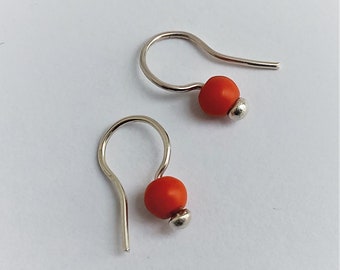 Earrings 'Scarlett',Red coral earrings,Natural stone,Gender neutral,Handmade earrings,Sterling silver 925,Festive find,Unique