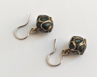 Pendientes 'Marlene',Pendientes de plata con adornos de latón y ágata,Hecho a mano,Joyería victoriana,Hecho en Holanda,Ágata antigua,Marlene Dietrich