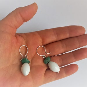 Boucles d'oreilles avec porcelaine et agate verte,Argent et agate,Bijoux en porcelaine,Genre neutre,Cadeau unique,Cadeau spécial pour un être cher/une mère image 7