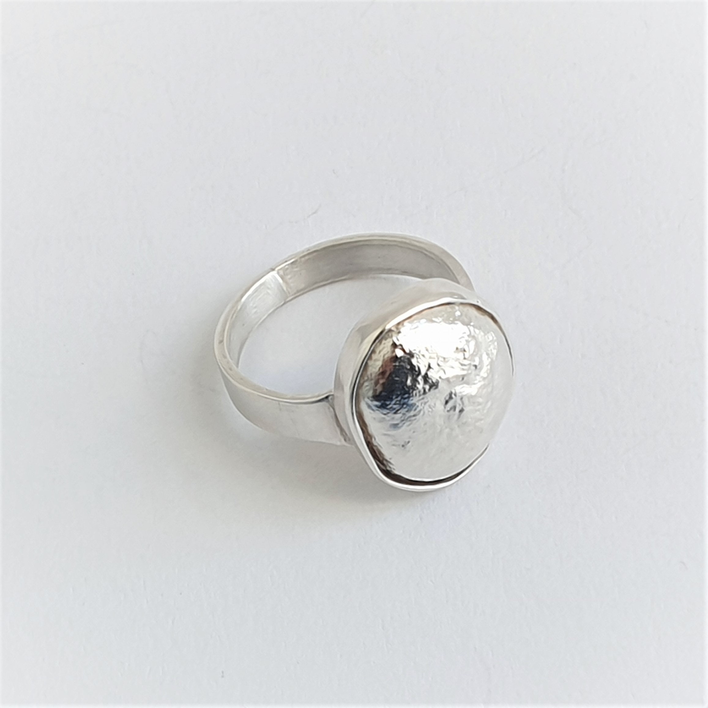 Solid Silver Ring,handmade Art Ring,cast Silver 'pebble