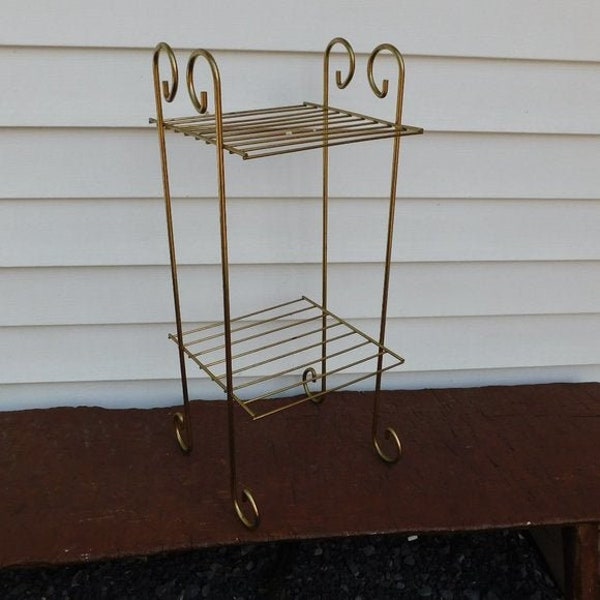 Vintage Metal Plant Stand Holder Rack Shelf Mid Century