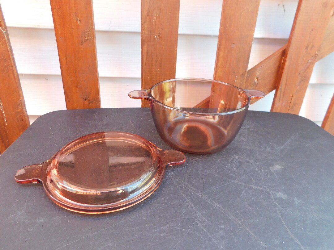 Corning Visions Amber Glass Dutch Oven Pot Cookware W/flat Lid Etsy