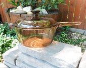 Corning Ware Visions Amber Glass Cookware 2.5L Sauce Pot with Lid