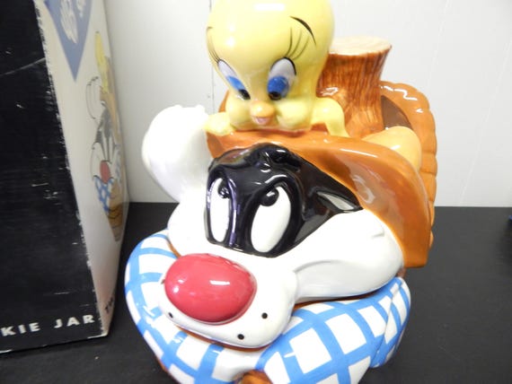 Warner トゥイーティ クッキージャー 1999 Looney Tunes Tweety Sylvester Picnic Basket Cookie Jar Warner