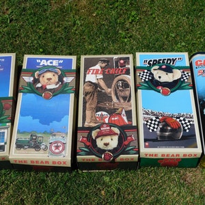 Texaco Bears Tex, Ace Fire Chief, Speedy, & Captain Texaco Made by &quot;Monkey Is&quot; Plush Collection Set 1990s