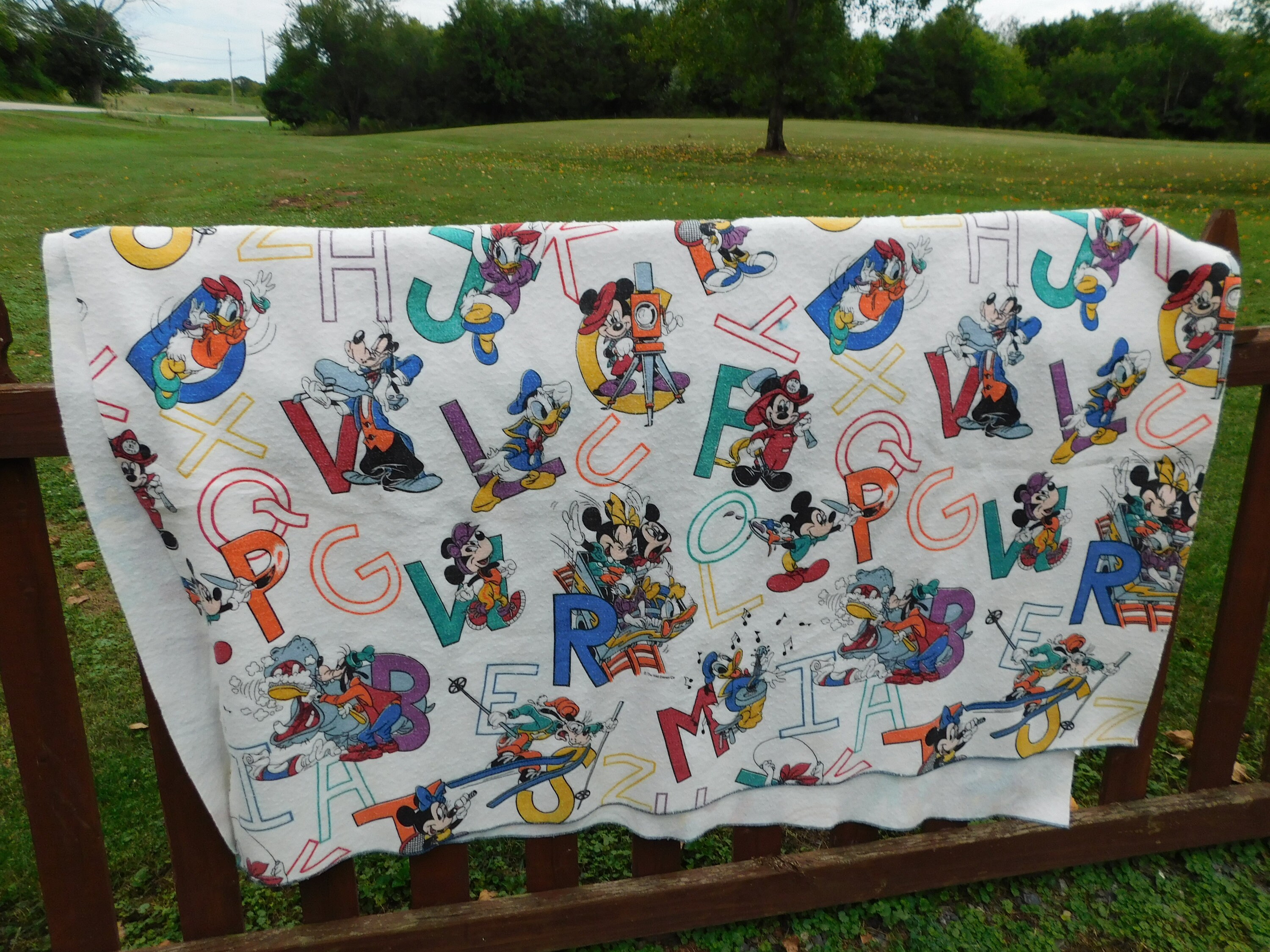 Vintage 80's Disney Chatham ABC Blanket Mickey and Friends 88”x 62