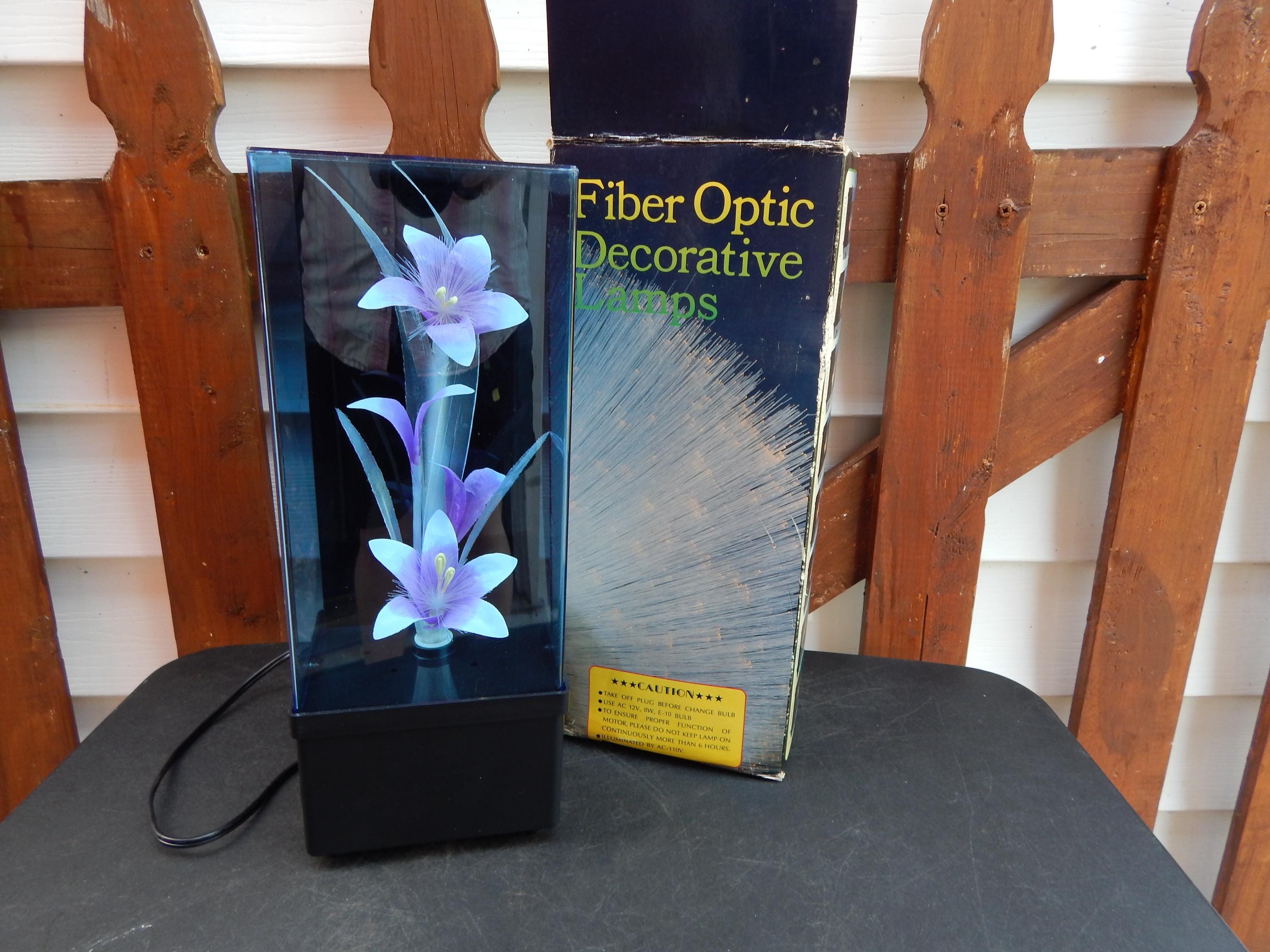 Vintage 80s Fiber Optic Flowers Music Box Lamp Color