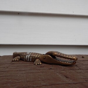 Vintage Brass Alligator Nutcracker Unusual