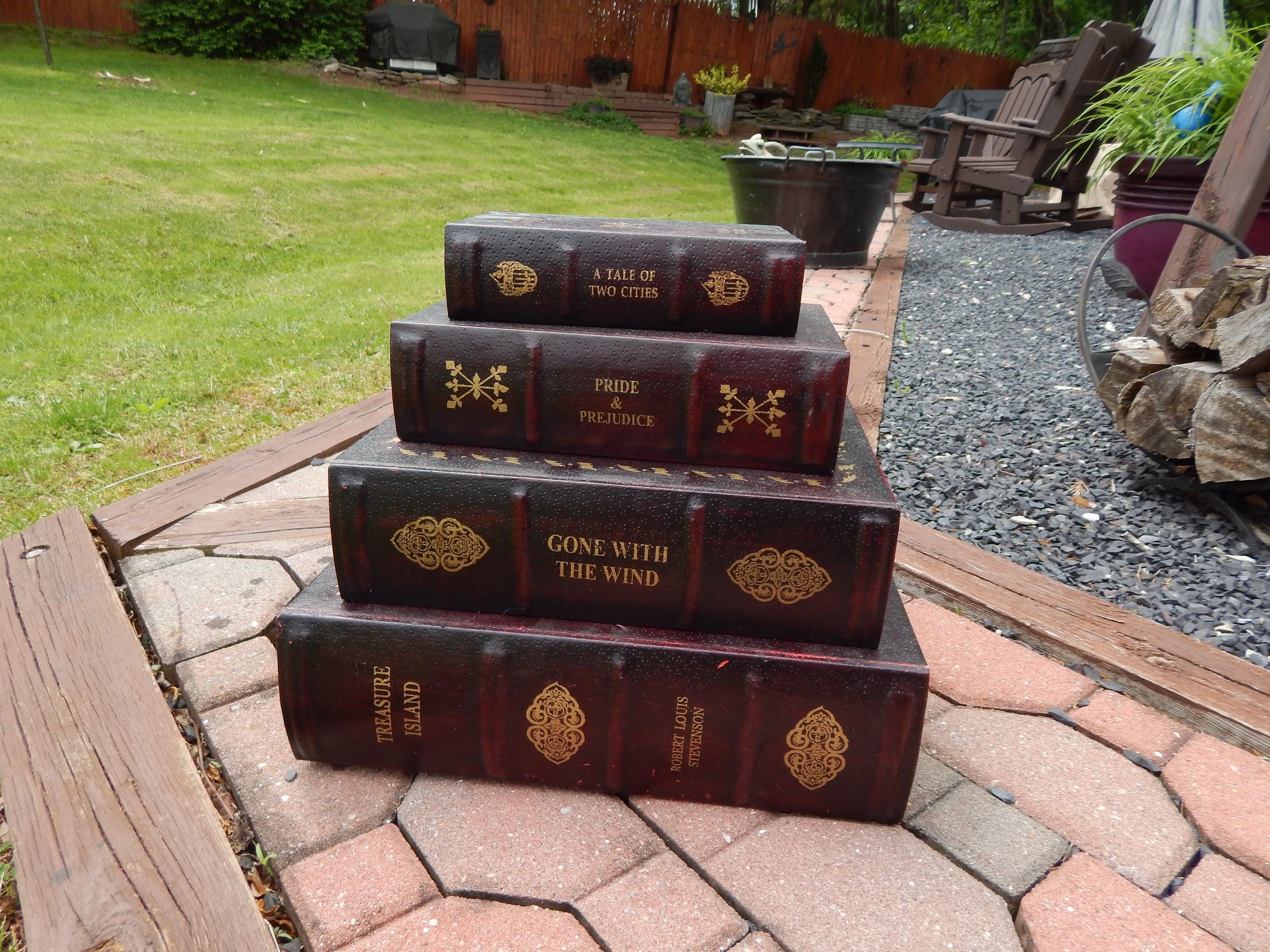 Vintage Faux Book Stack Nesting Storage Boxes Classic Novels Gone