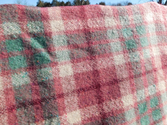 【今日の超目玉】 Vintage WOOL 72X60 Blanket Throw Vintage Style Check Plaid 布団・毛布