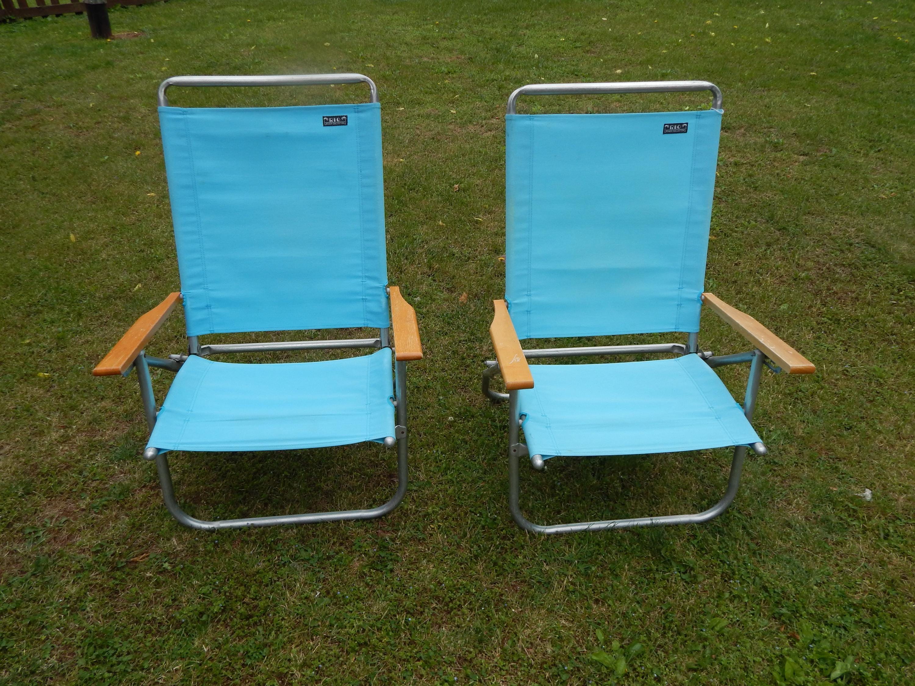 Vintage Matching Pair Rio Beach Safe Adjust Chair Folding