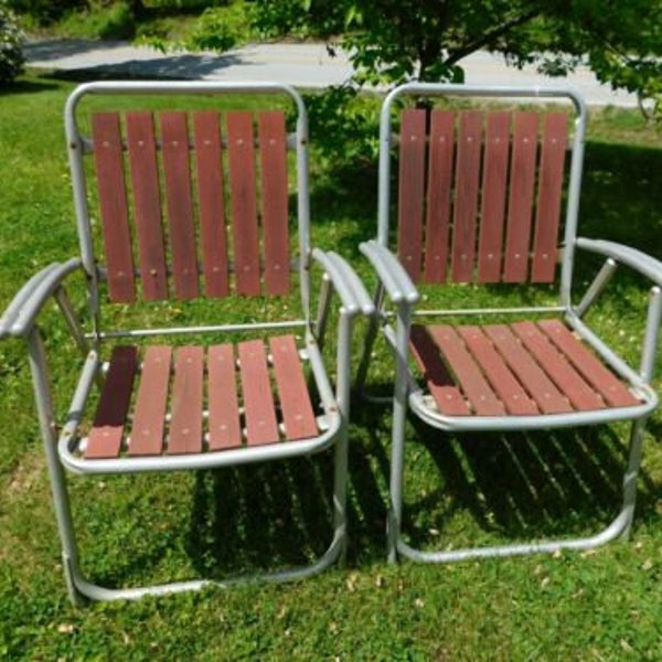 Vintage Folding Lawn Chair Aluminum Etsy