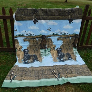 Vintage Lab Labrador Retriever Labs Hunting Theme Dog Blanket Bedding Lodge Cabin