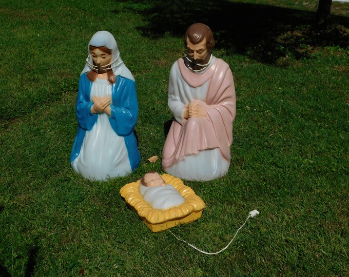 Vintage General Foam Plastic Blow Mold Nativity 3 Piece Set Etsy