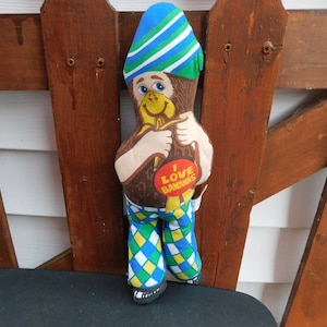 Vintage Original Monkey I love Bananas Plush Doll 16 Inches tall 1977 Brooklyn Doll Co