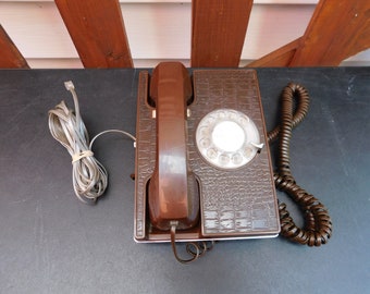 Vintage Mid Century Western Electric Faux Alligator Skin Rotary Phone