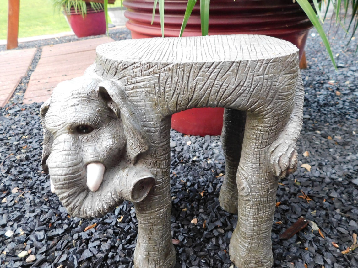 Elephant Resin Statue Plant Stand End Table Too Cute Etsy