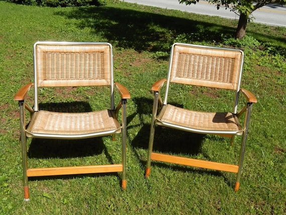 Telescope Wicker Aluminum Folding Patio Lawn Chair Armrest Mid