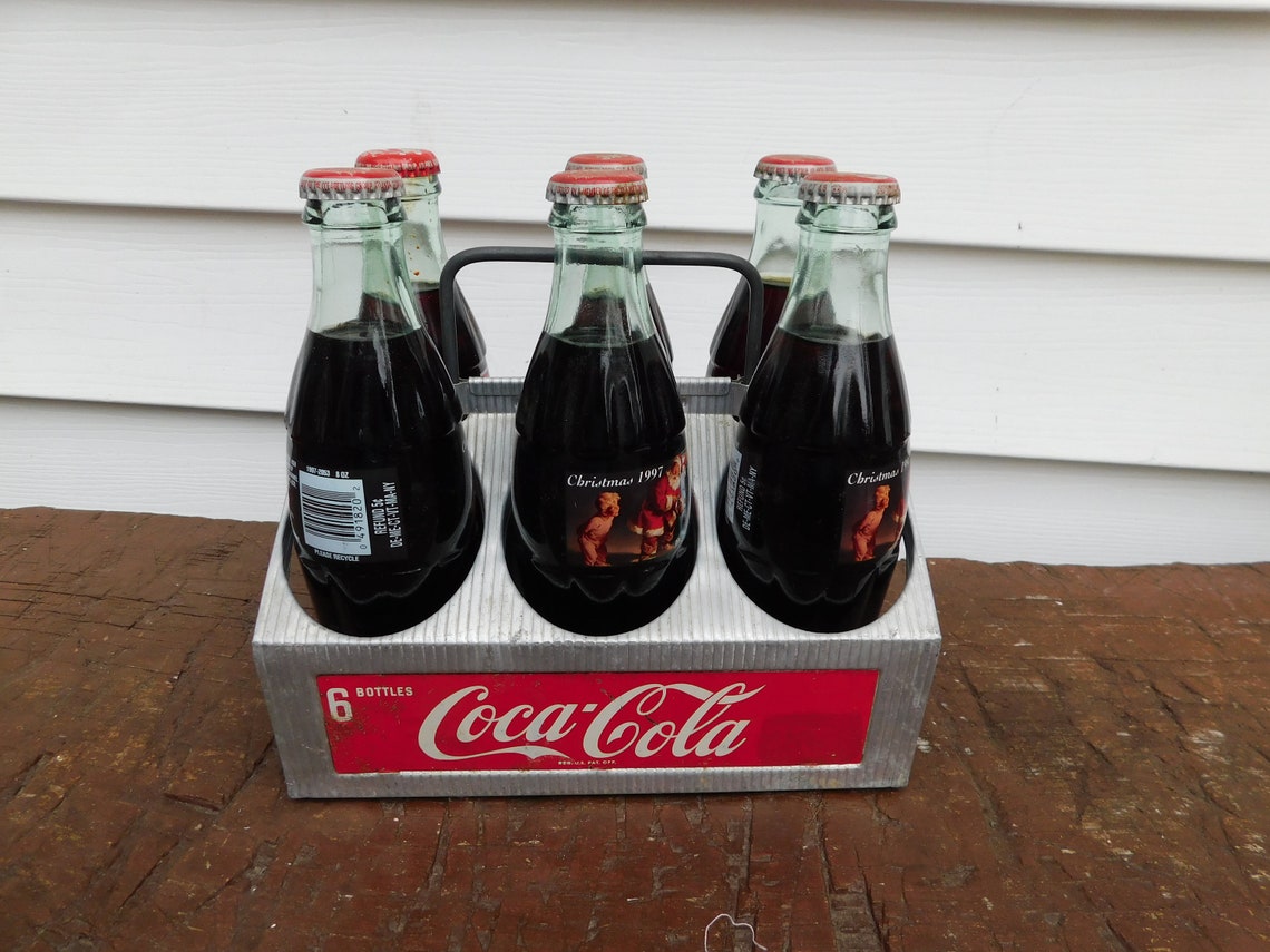 Coca Cola Coke 1997 Christmas Bottles W/metal Bottle Carrier | Etsy UK