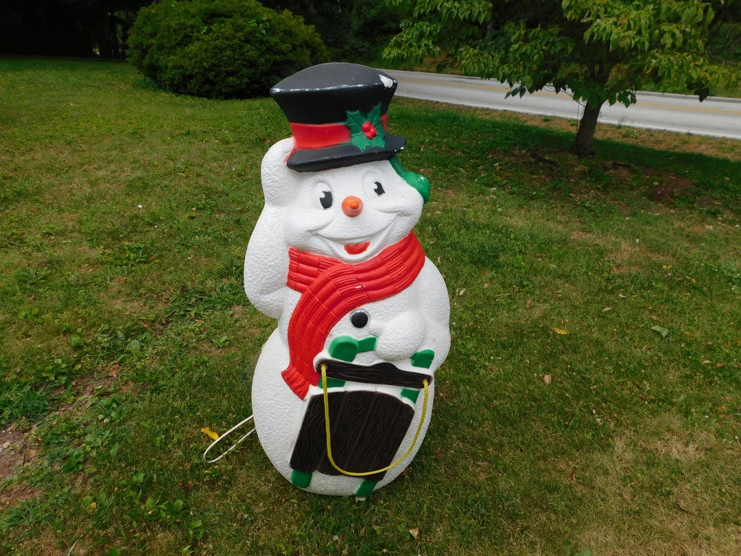 Vintage Plastic Snowman Yard Decoration