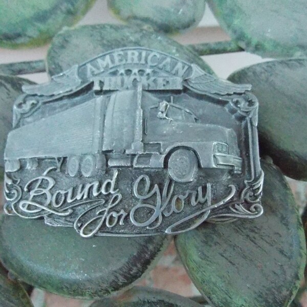 American Trucker Bound For Glory 1989 Siskiyou Made USA Vintage Belt Buckle