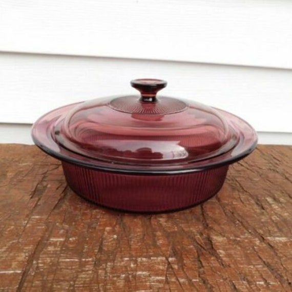 Corning Visions Cranberry Covered Dish 1.5 Liter Casserole Etsy