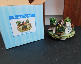 Old Virginia Candle Company Capper Poinsettia Christmas In Original Box UNUSED