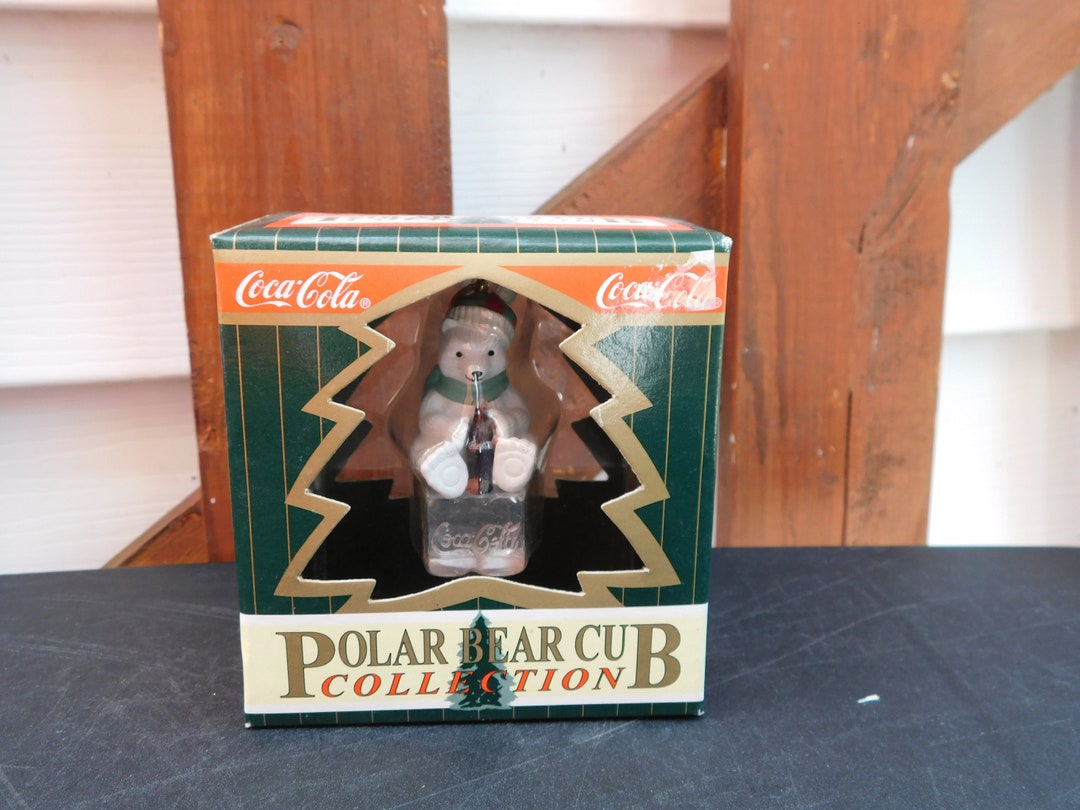 Vintage 1990's Coca Cola Polar Bear Cub Collection Ornament in Box - Etsy