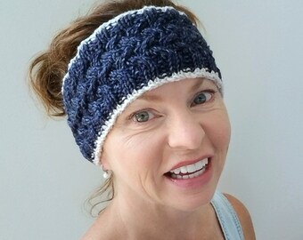 Knit Cable Headband Pattern: Easy Merino Wool Ear Warmer (PDF Pattern)