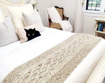 Chunky Cable Knit Bed Runner Pattern: Beginner Easy (PDF Pattern)