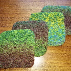 FELTED COASTER PATTERN, beginner knitting pattern, wool trivet, quick knit hostess gift, absorbent square wool coasters, table protector image 6