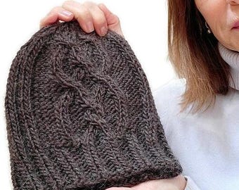 Easy Cable Knit Hat Pattern: Beginner Chunky Beanie (PDF Pattern)