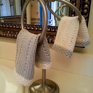 WASHCLOTH KNITTING PATTERN, easy beginner knit pattern, knit dishcloths, organic cotton spa facecloth, knits for bath, hostess gift idea image 4