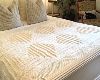 Modello per coperta a maglia geometrica: coperta afghana spessa per principianti con illusione ottica (modello PDF)