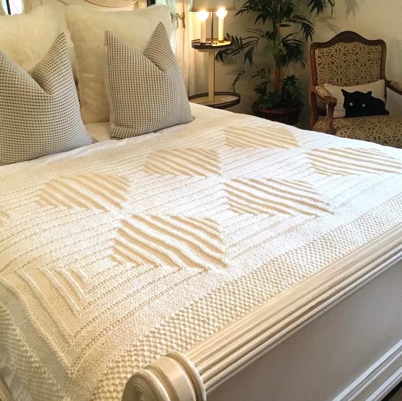 KNIT BLANKET Pattern/beginner Easy Throw Pattern/modern Geometric