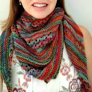 Beginner Lace Shawl Knitting Pattern: Asymmetrical Triangle Scarf (PDF Pattern)