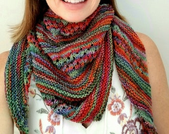 Beginner Lace Shawl Knitting Pattern: Asymmetrical Triangle Scarf (PDF Pattern)