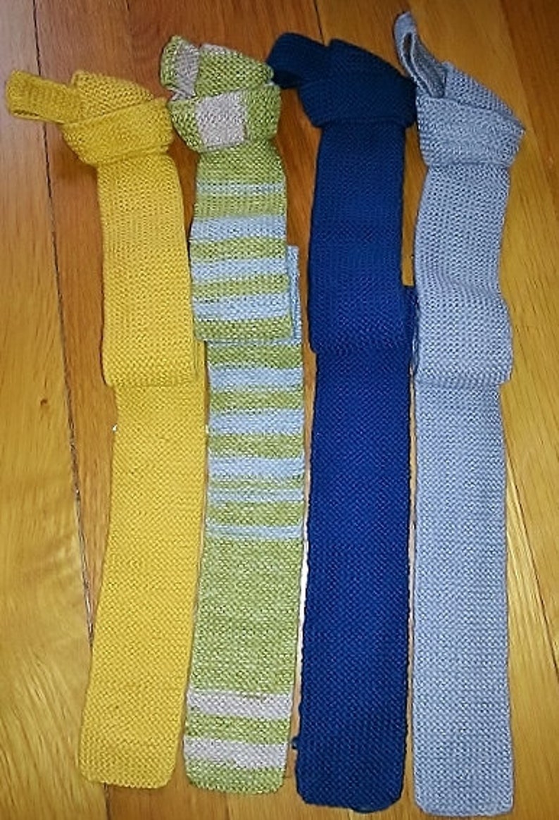 NECKTIE KNITTING PATTERN, beginner knit pattern, knit tie, knitted gift, sock yarn knit tie, boyfriend or dad gift, fingering weight yarn image 8