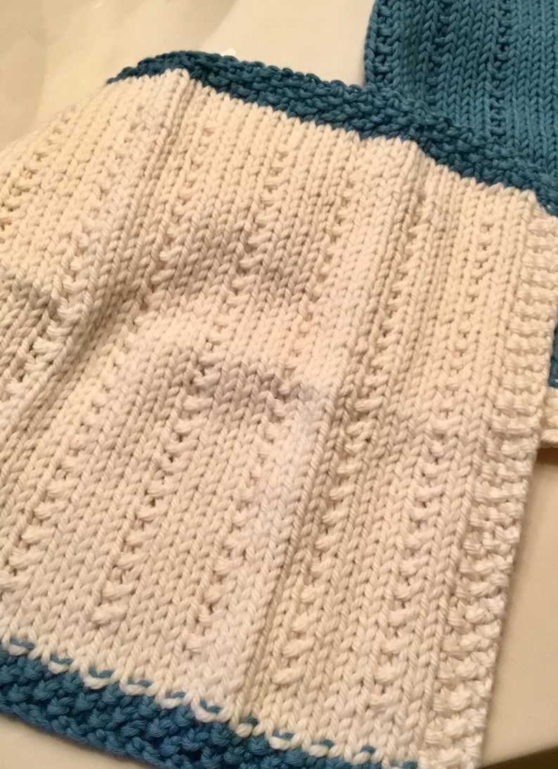 WASHCLOTH KNITTING PATTERN, easy beginner knit pattern, knit dishcloths, organic cotton spa facecloth, knits for bath, hostess gift idea image 7