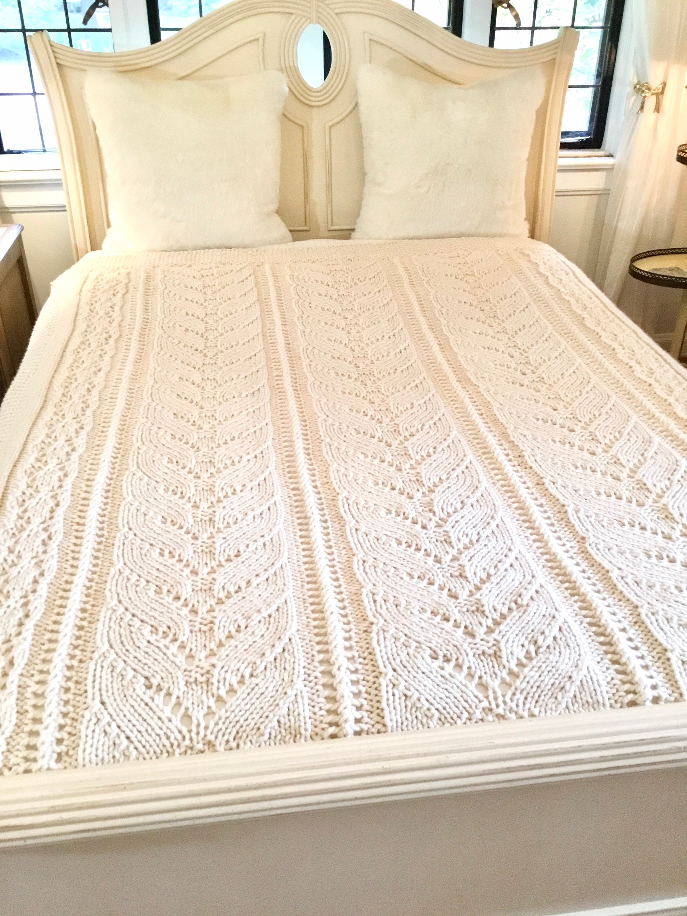 KNIT BLANKET PATTERN, beginner quick knit lace throw, easy knit afghan pattern, wool blend comforter, chunky knit throw, knit wedding gift