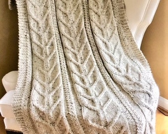 CABLE BLANKET PATTERN, super chunky afghan knitting pattern, quick knit throw, beginner cable pattern, handmade bulky knit throw, knit gifts