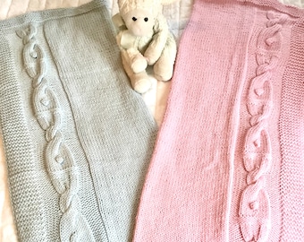 Chunky Cable Knit Bunny Baby Blanket Pattern (PDF Pattern)